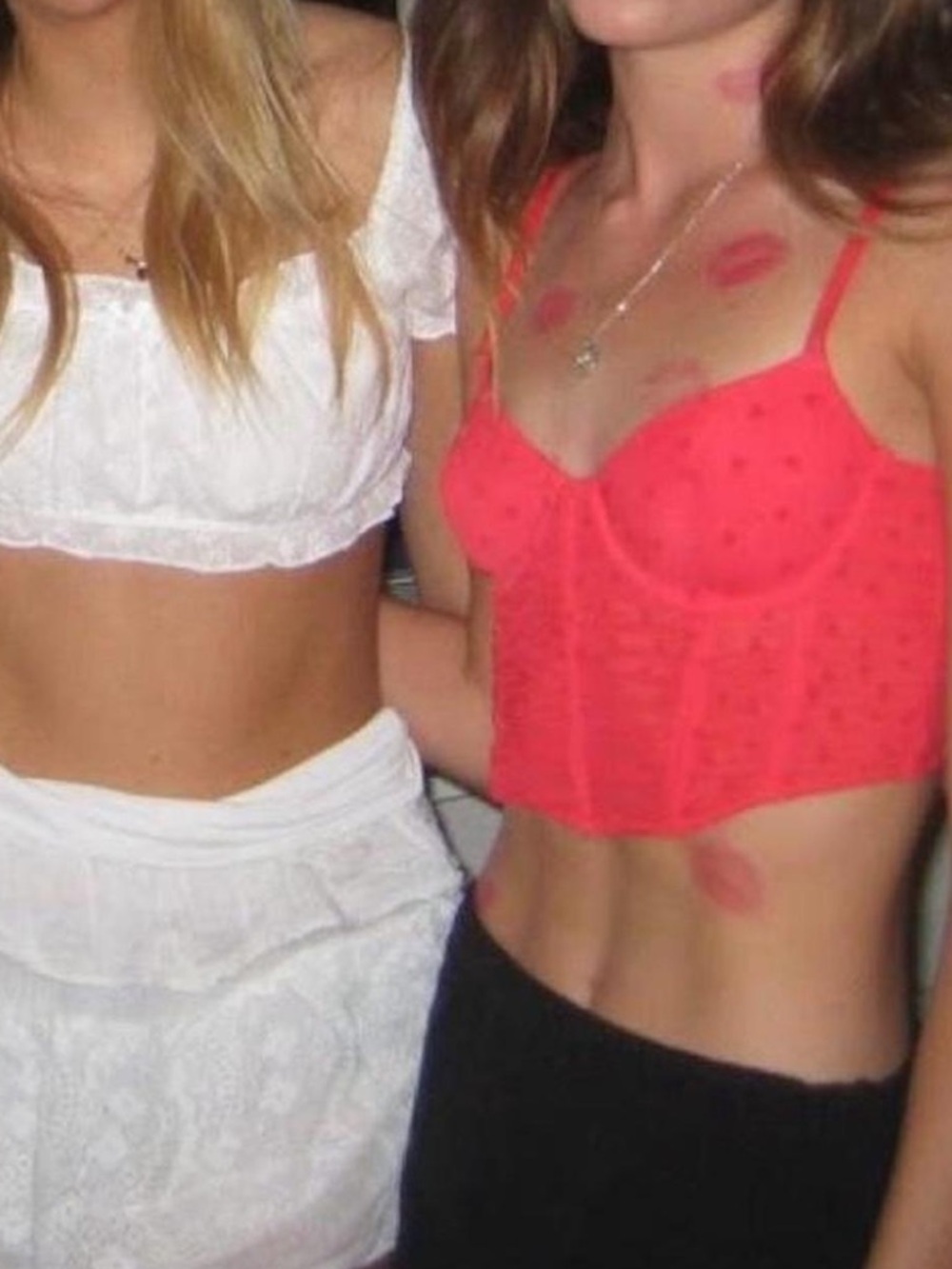 Red Bustier Crop Top - Spotted Dot Detail
